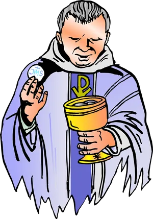 Priest Holding Communion Elements PNG image