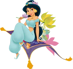 Princess Jasmine On Magic Carpet PNG image