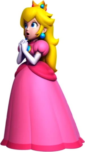 Princess Peach Surprised Pose PNG image