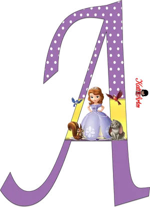 Princess Sofiaand Animal Friends Letter A PNG