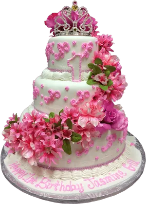 Princess Theme First Birthday Cake PNG image