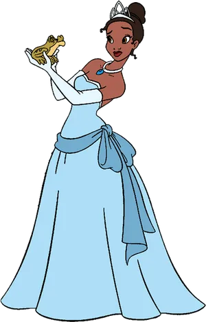 Princess Tiana Holding Frog PNG image