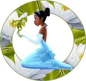 Princess Tianaand Frog Friend PNG image