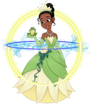 Princess Tianaand Frog Friend PNG image