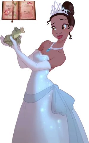 Princess Tianaand Frog Friend PNG image