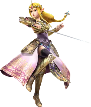 Princess Zelda Warrior Stance PNG image