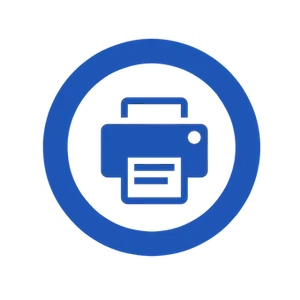 Print Icon Blue Circle Background