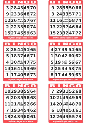 Printable Bingo Cards Set PNG image