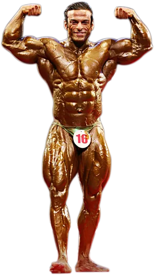 Professional Bodybuilder Front Double Biceps Pose PNG image