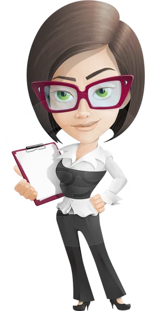Professional Businesswoman Cartoon Character PNG image