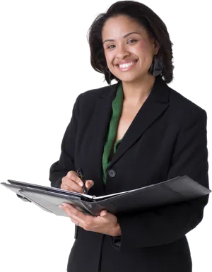 Professional Businesswomanwith Folder PNG image