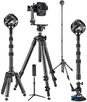 Professional Camera Tripods Variety PNG image