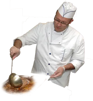 Professional Chef Carving Meat PNG image