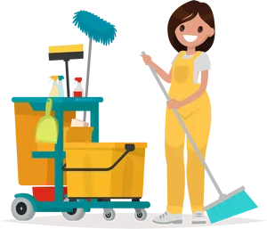 Professional Cleaning Service Cartoon PNG image
