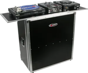 Professional D J Setupwith Turntableand Mixer PNG image