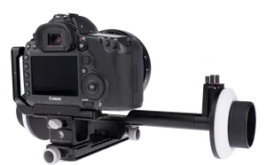 Professional D S L R Camerawith Shoulder Rig PNG