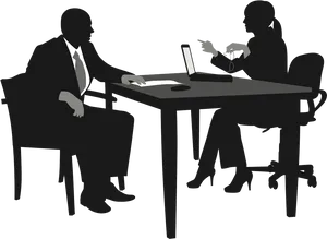 Professional Job Interview Silhouette PNG image