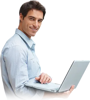 Professional Man Using Laptop PNG image
