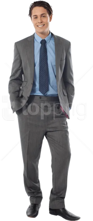 Professional Manin Grey Suit PNG image