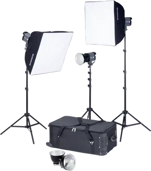 Professional Photography Lighting Equipment Setup PNG image