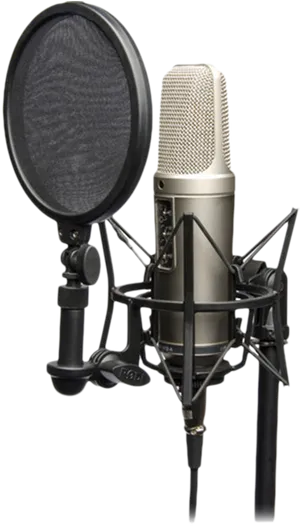 Professional Studio Microphonewith Pop Filter PNG image
