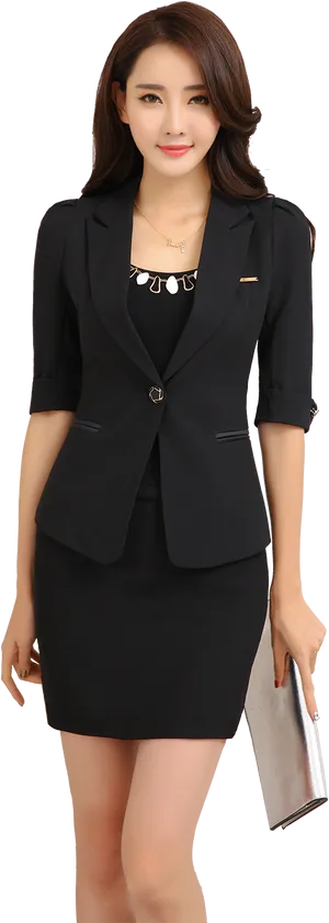 Professional Woman Black Blazer PNG image