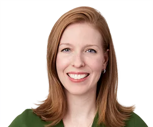 Professional Woman Portrait Green Blouse PNG