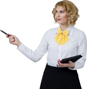 Professional Woman Presenting Point_768x789.png PNG image