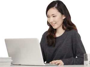 Professional Woman Using Laptop PNG image