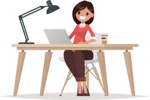 Professional Woman Workingat Desk PNG image