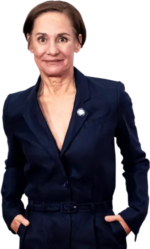 Professional Womanin Navy Blazer PNG image
