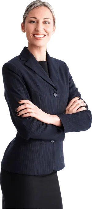 Professional Womanin Pinstripe Suit PNG image