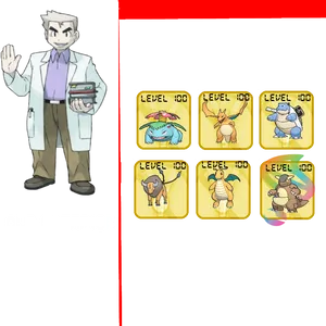 Professor Oakand Pokemon Team PNG image