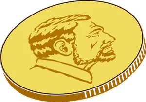 Profiled Man Gold Coin Illustration PNG image