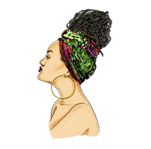 Profileof Womanwith Colorful Head Bandana PNG image