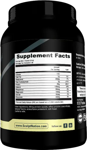Protein Supplement Nutrition Facts Label PNG image