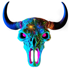 Psychedelic Cow Skull PNG Lwy