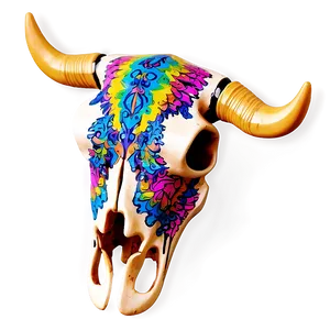 Psychedelic Cow Skull PNG Vwu