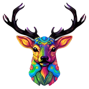 Psychedelic Deer Head Vibrant Art Png 74 PNG image