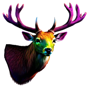 Psychedelic Deer Head Vibrant Art PNG 89 PNG