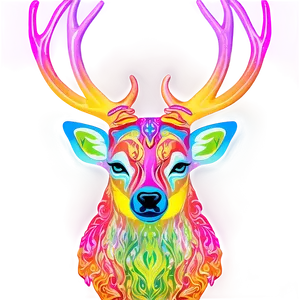 Psychedelic Deer Head Vibrant Art PNG Eqh PNG