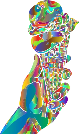 Psychedelic Ice Cream Cone PNG image