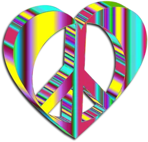 Psychedelic Peace Heart Design PNG image
