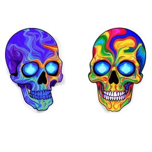 Psychedelic Skull Face Graphic PNG Dsg