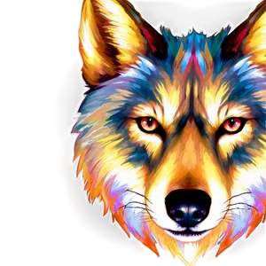 Psychedelic Wolf Face Art PNG 44