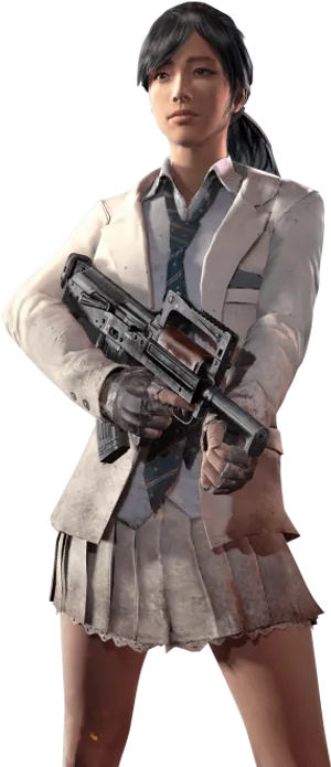 Pubg Female Character With Gun PNG image