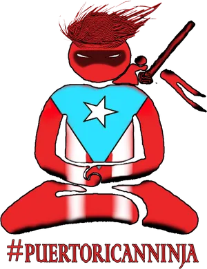Puerto Rican Ninja Cartoon Illustration.png PNG image