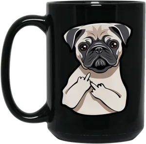 Pug Gesture Black Mug PNG image