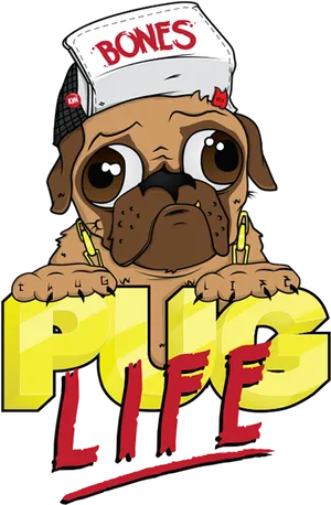 Pug Life Cartoon Illustration PNG image