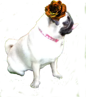 Pugwith Flower Hat PNG image
